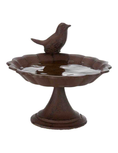 Bebedero-comedero para pájaros de hierro fundido