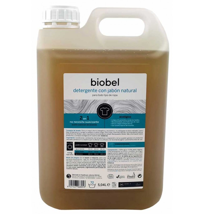 Detergente para lavadoras 5L Biobel en BioHuerto